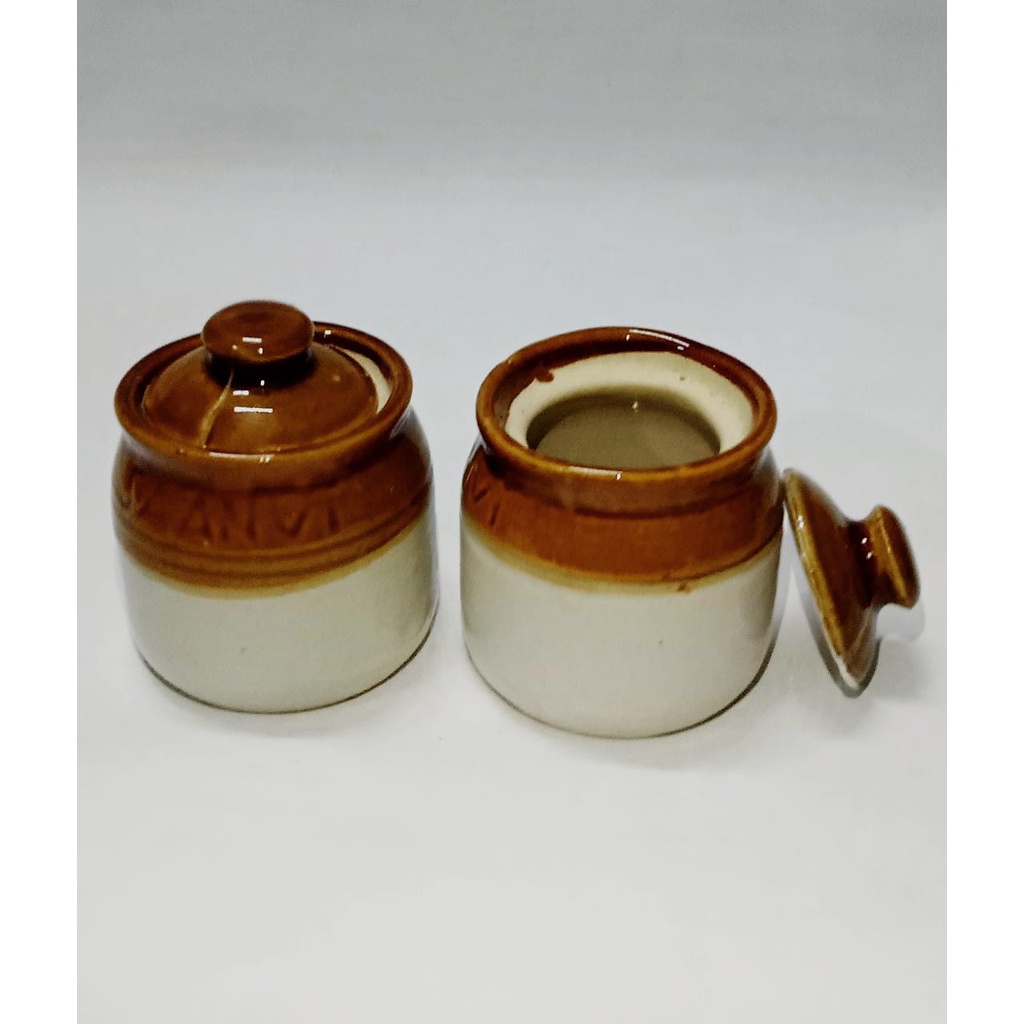 Small Ceramic Pickle Jar set with lid (2 pieces)(100ml) Traditional