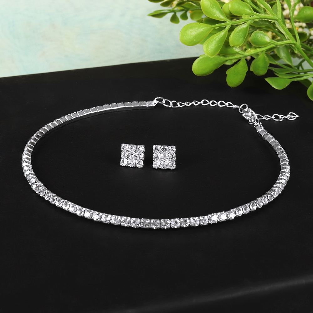 Fashion Women Round Single Crystal Rhinestone Silver Pendant Necklace Jewelry 