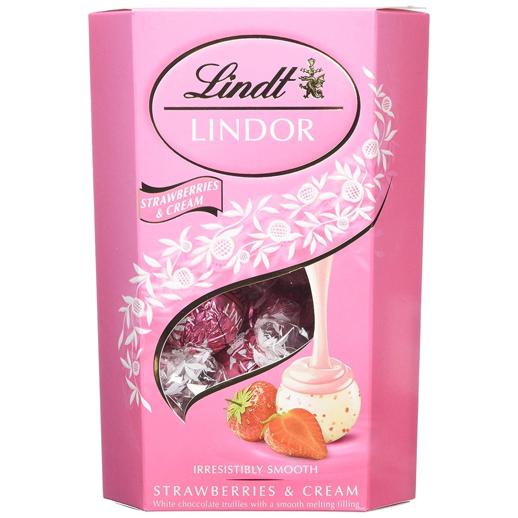 Lindt Lindor Strawberries And Cream White Chocolate Truffles 200 Gm Shopee India 2924