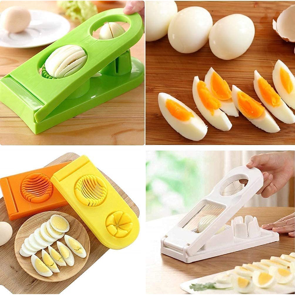 Gadgets for Vegetables Boiled Egg Mushrooms Slicer for Kitchen Manual Plastic Eggs Slicer Pack of 2 