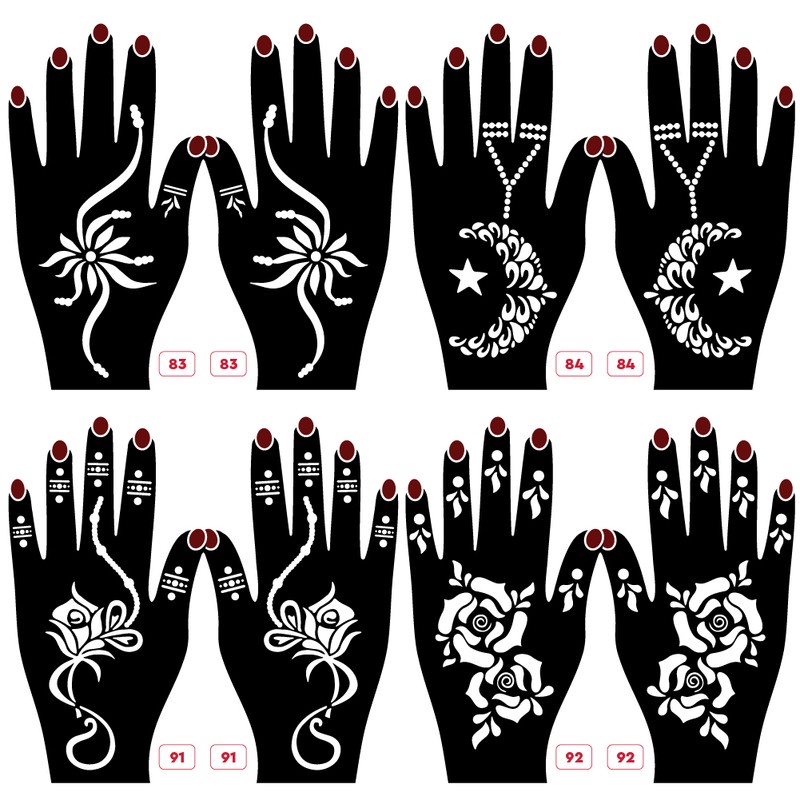 mehendi stencil Apcute Mehndi Design Stencil for Hand Set of 8 Piece ...