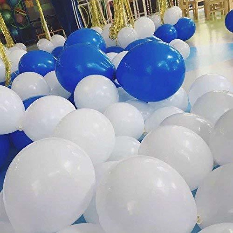 FANEX Solid Latex Combo Pack of 50 (White and Blue) (Blue, White, Pack