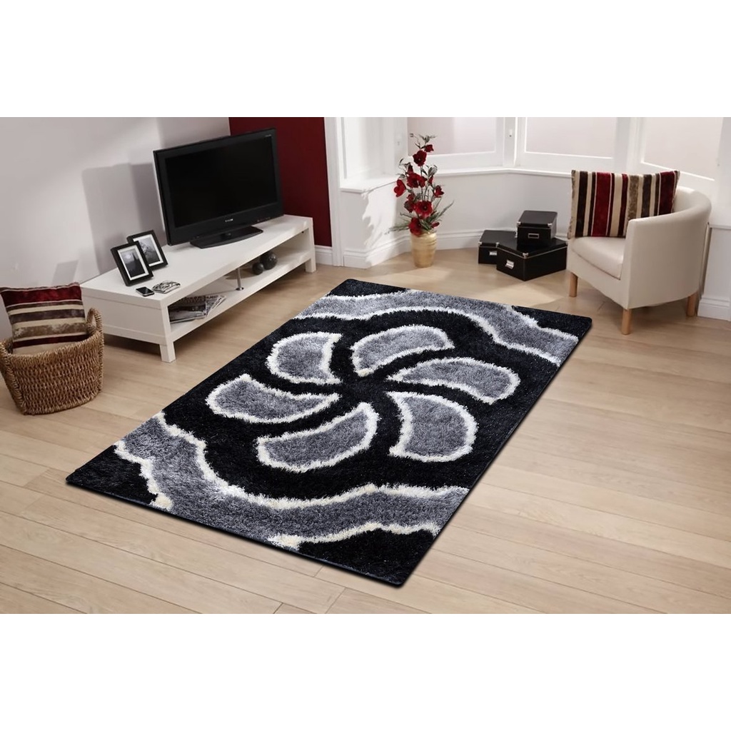 Polyester Shaggy Runner Rug for Bedroom, Hall and Living Room with Door
