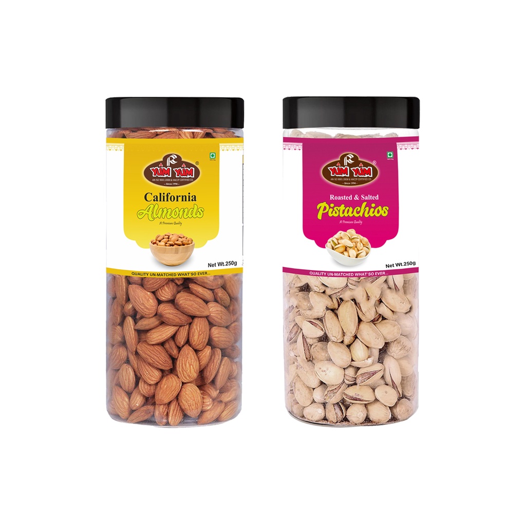 Yum Yum Premium Dry Fruits Combo Pack 500g Almonds 250g Pistachios