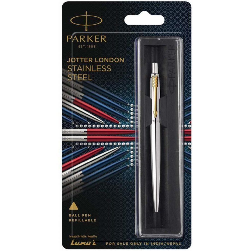 Royal Blue Ballpoint Pen and Stainless Steel Gel Pen Parker Jotter London Duo Discovery Pack 
