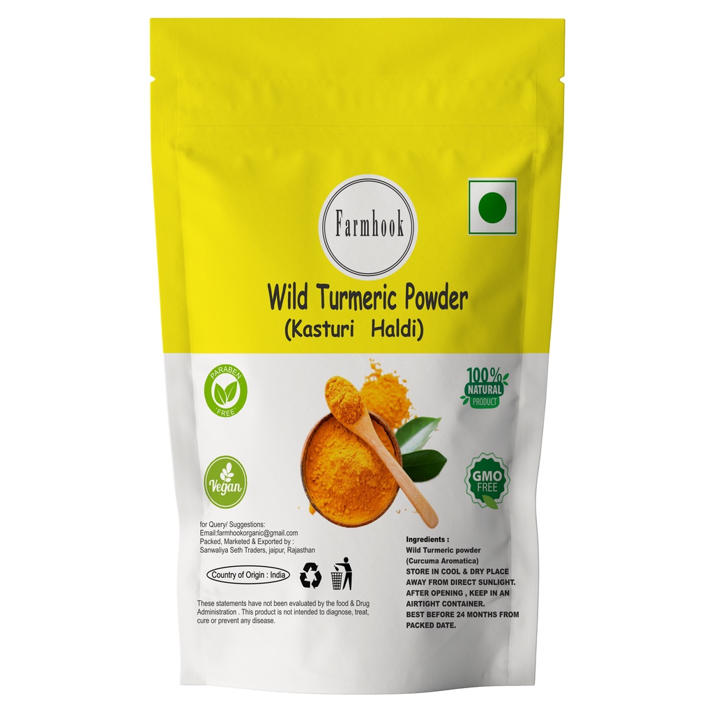 Farmhook 100 Pure Wild Amba Haldi Kasturi Turmeric Manjal Powder for