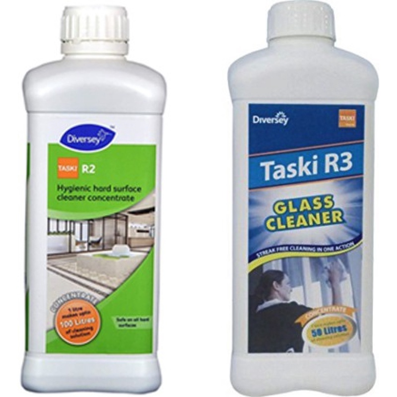 Diversey Taski R2 Floor Cleaner & Taski R3 Concentrated Glass Cleaner