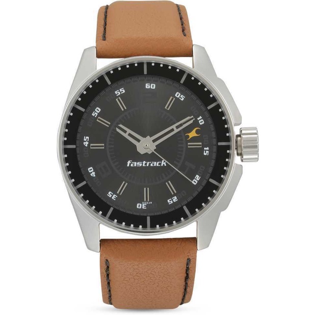 fastrack brown leather strap