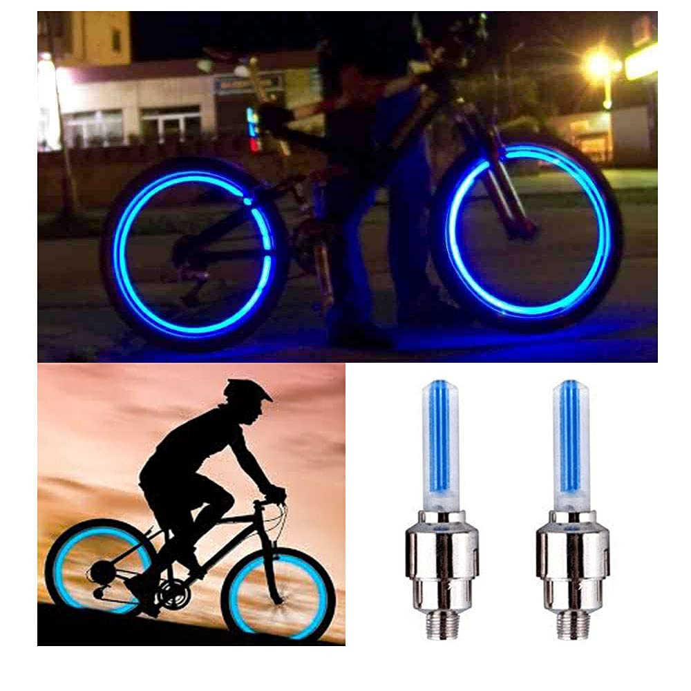 Mumustar 2Pcs Solar Car Motorcycles Bicycle Spoke Valve Dust Cap Decorative LED Light Lamps Motion Sensors Safety Light Car Tire Wheel Lights 