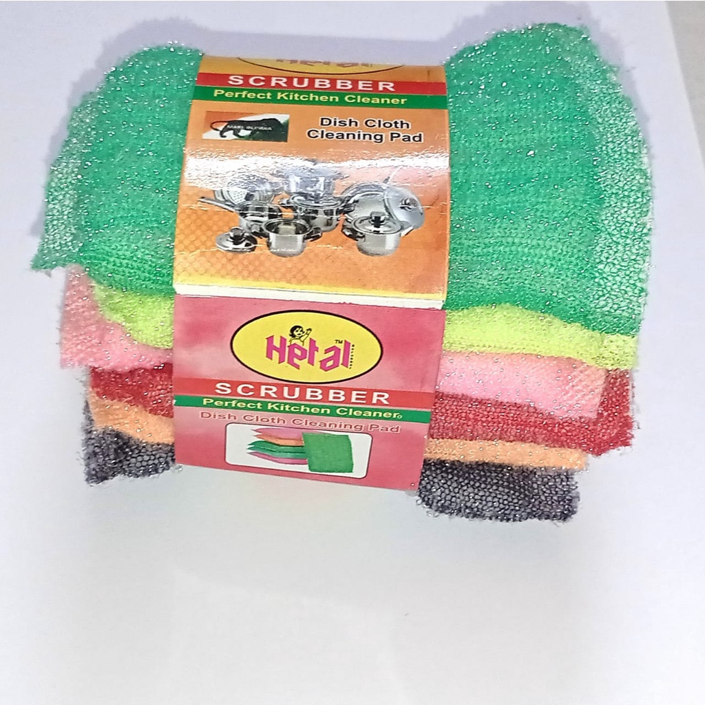 Hetal Scratch Proof Kitchen Utensil Scrubber Pad Scrubber Sponge for Pantry (Medium, Pack of 6