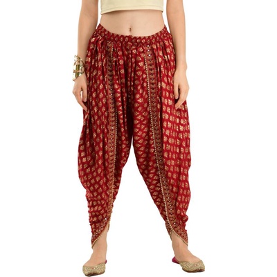 Dhoti Trousers for Women Patiala Dhoti Salwar Girls Maroon Rayon Dhoti Pant Dhoti Trousers for Women Patiala Dhoti Salwar Girls Maroon Rayon Dhoti Pant