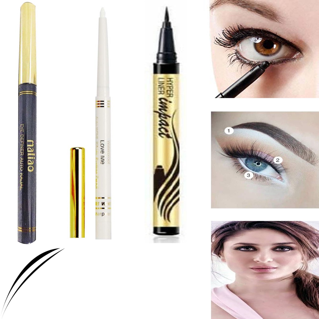 1 MALAO EYE DEFINER 24 HRS BLACK KAJAL+1 LOVE ME WHITE KOHL KAJAL