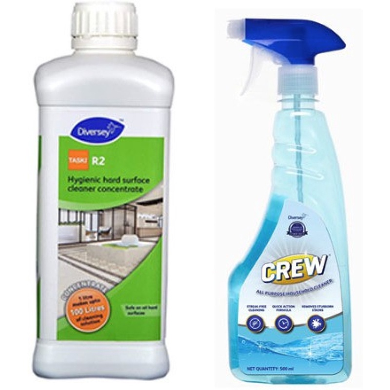 Diversey Taski R2 Floor Cleaner One Liter & Crew All Purpose Cleaner