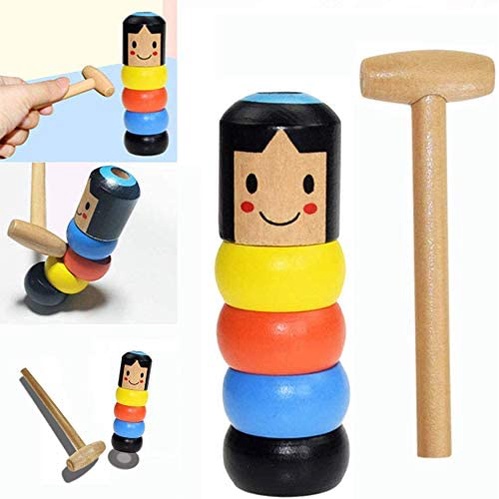 Unbreakable Stubborn Wood Peg Doll Magic Trick Props Children Kids Magia Easy Doing for Halloween Christmas 2 Pack Magwei Funny Wooden Man Magic Toy Gift 