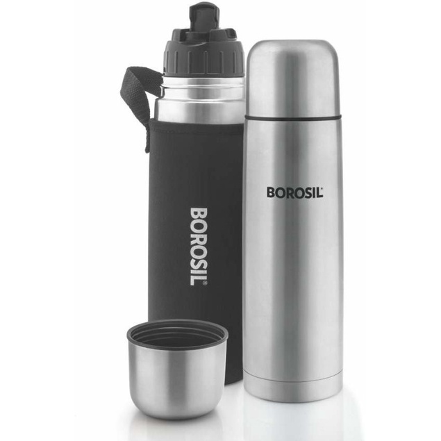 Borosil Thermo Stainless Steel 500 Ml Flask Pack Of 1 Silver Black Steel Shopee India