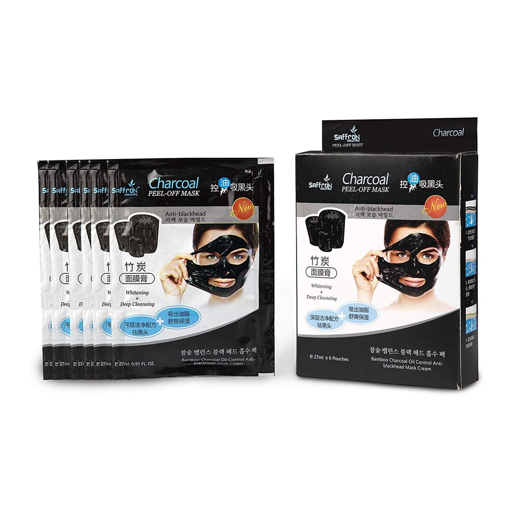 Saffron Naturals Charcoal face peel of mask for face care, men and