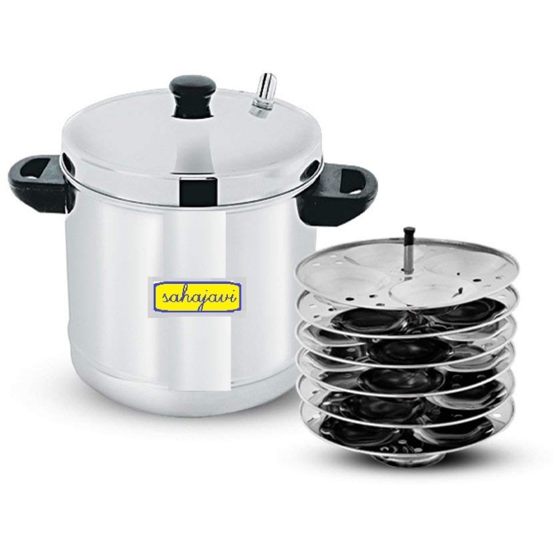 sahajavi Sahajavi Gas and Induction Base 6 Plates Idly Cooker Induction & Standard Idli Maker (6