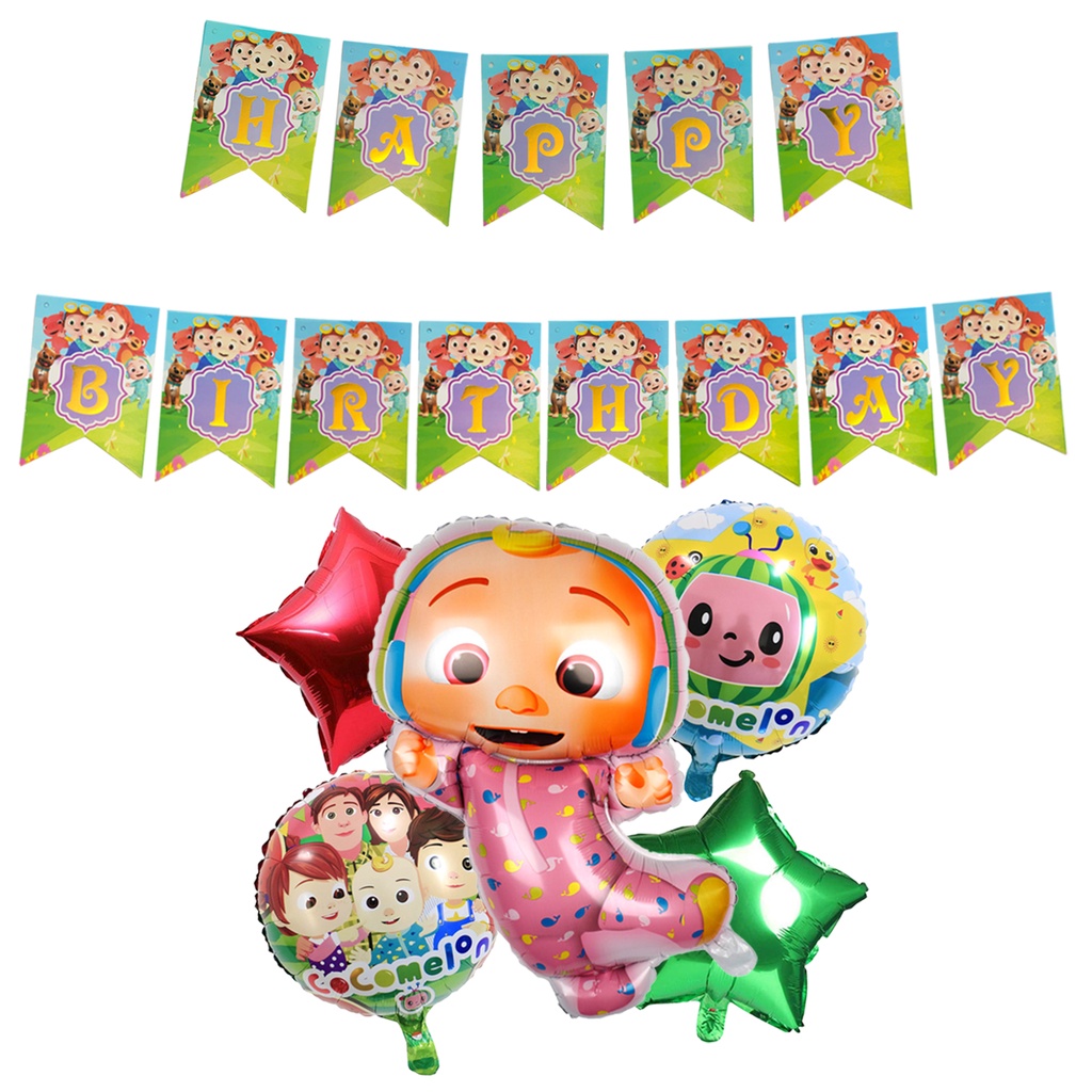 RTB Enterprises Pink Cocomelon Theme Birthday Combo for Kids, 5 Pcs ...