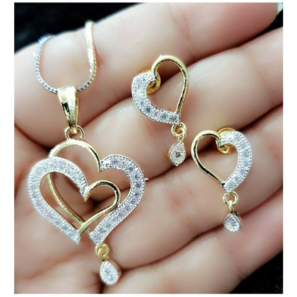 Love Heart Shape Diamond Pendant Necklace With Chain For Girls And Women Shopee India