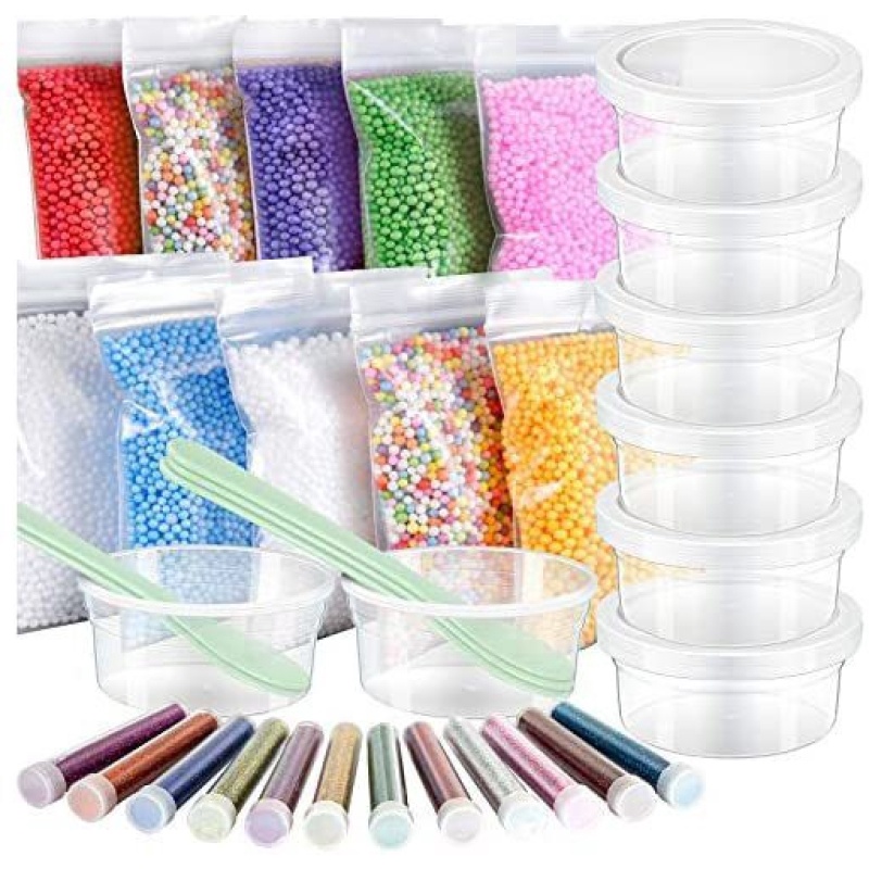 Slime Beads Kit 70pcs Fish Floam Add Ins Bowl Unicorn Mreaind Glitter Jars for sale online 
