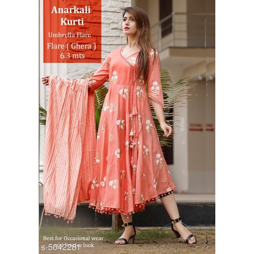 party wear anarkali kurti with dupatta