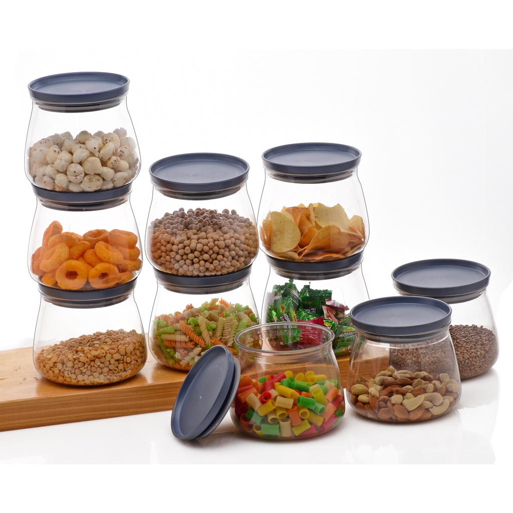 10 Grey Airtight Container Jar Set For Kitchen - 900ml Air Tight ...