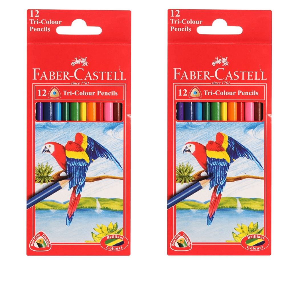 Faber Castell 12 Tri Color Pencils Colors, (Set of 2 Packs) Shopee India