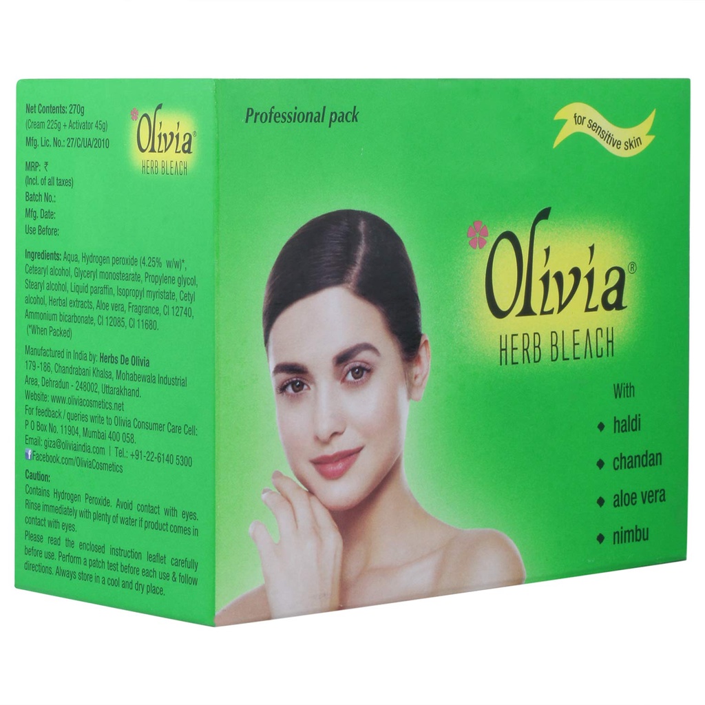 Olivia Herb Bleach For Sensitive Skin 270g With HaldiChandanAloe Vera