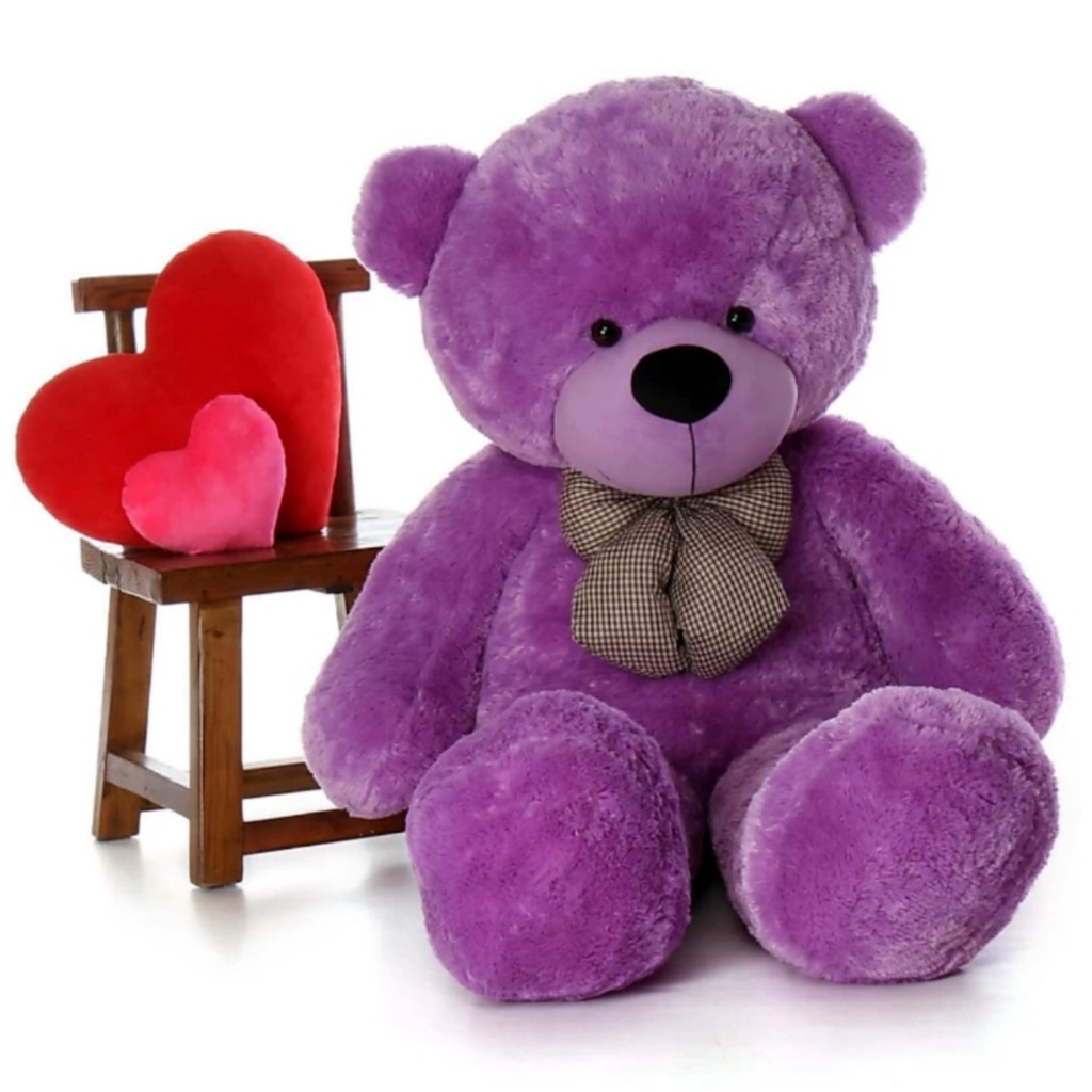 3 Feet Purple Teddy Bear with Neck Bow Tie | Lovable Hugable Cute Large ...
