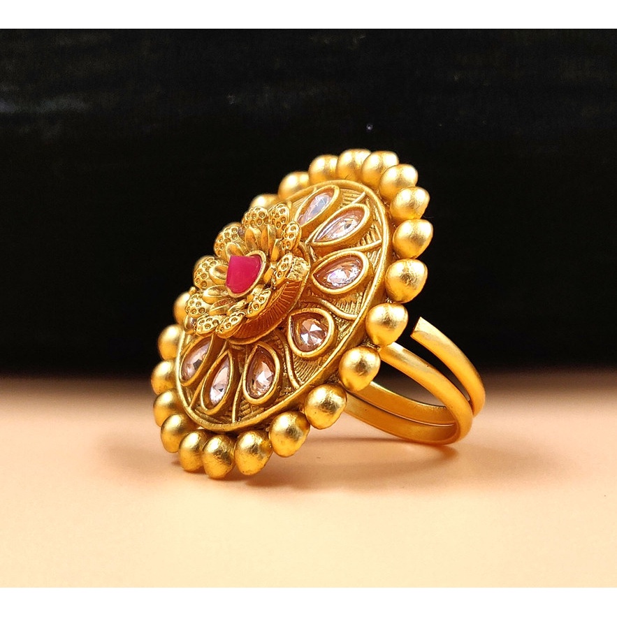 Neelam Rajwadi Look Gold Plated Adjustable Finger Ring for Women(JYONA ...