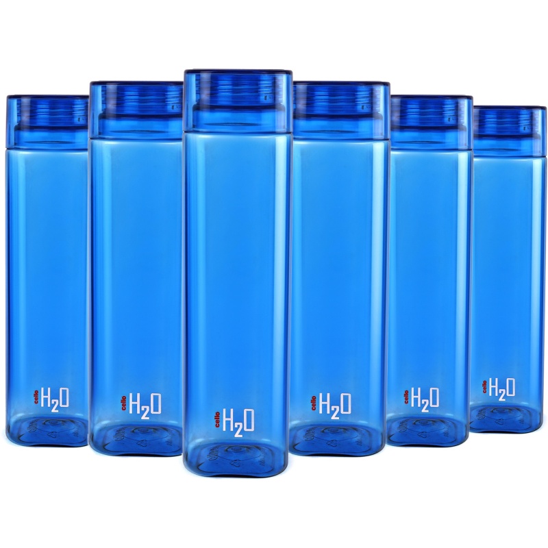 Cello H2o Squaremate Plastic Water Bottle 1 Liter Set Of 6 Blue 1000 Ml Bottle Pack Of 6 Blue Pet The Good Produ Shopee India