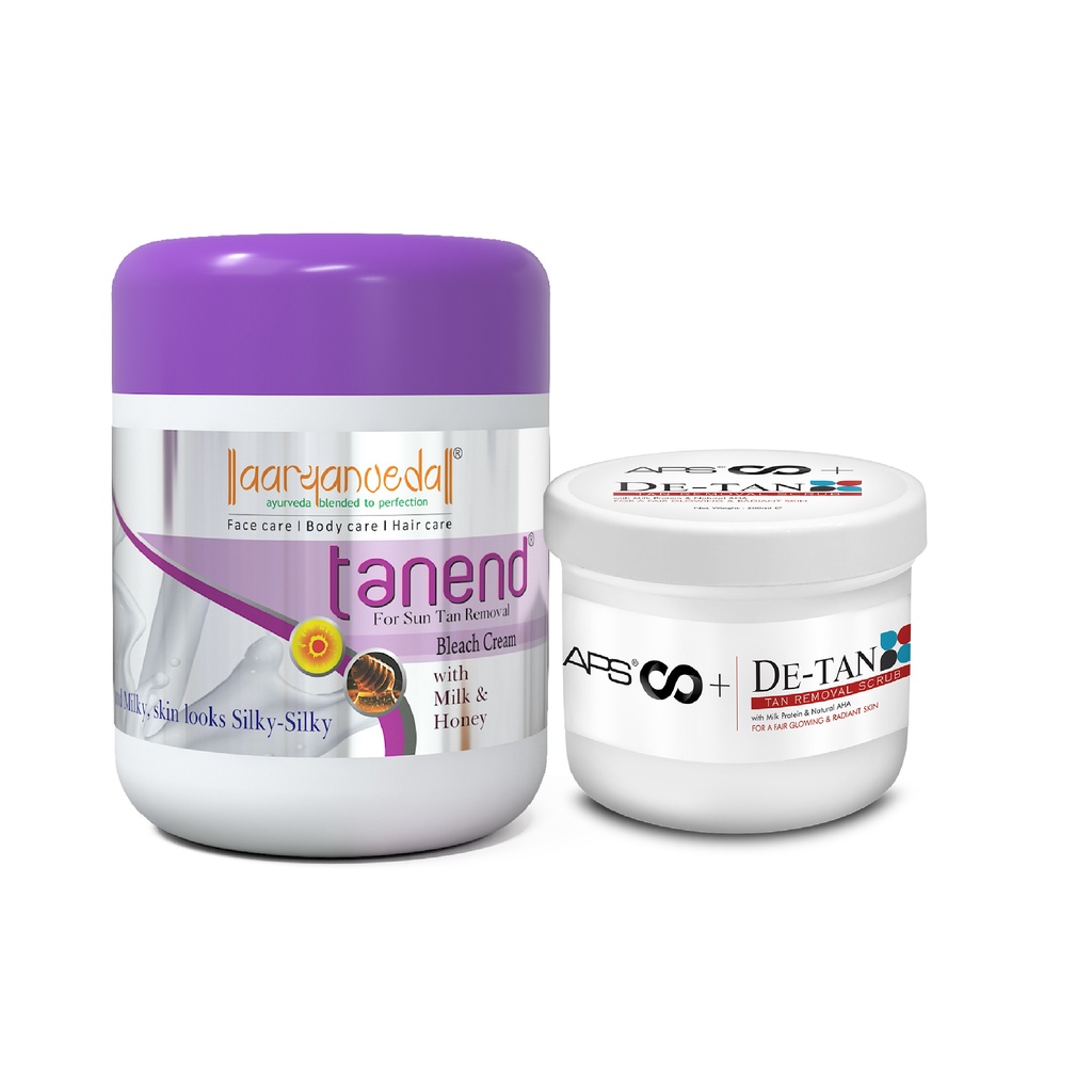 Aryanveda Tanend Bleach Cream 450gm And Detan Face Pack with Milk