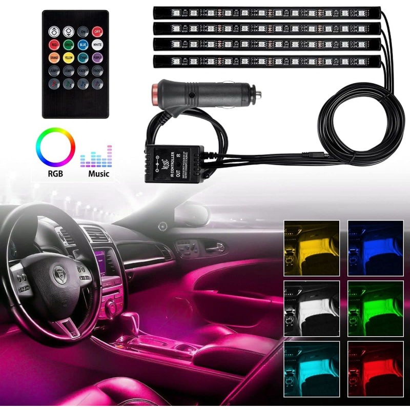 LED RGB Car Interior Decorative Light Floor Atmosphere Strip Car Under