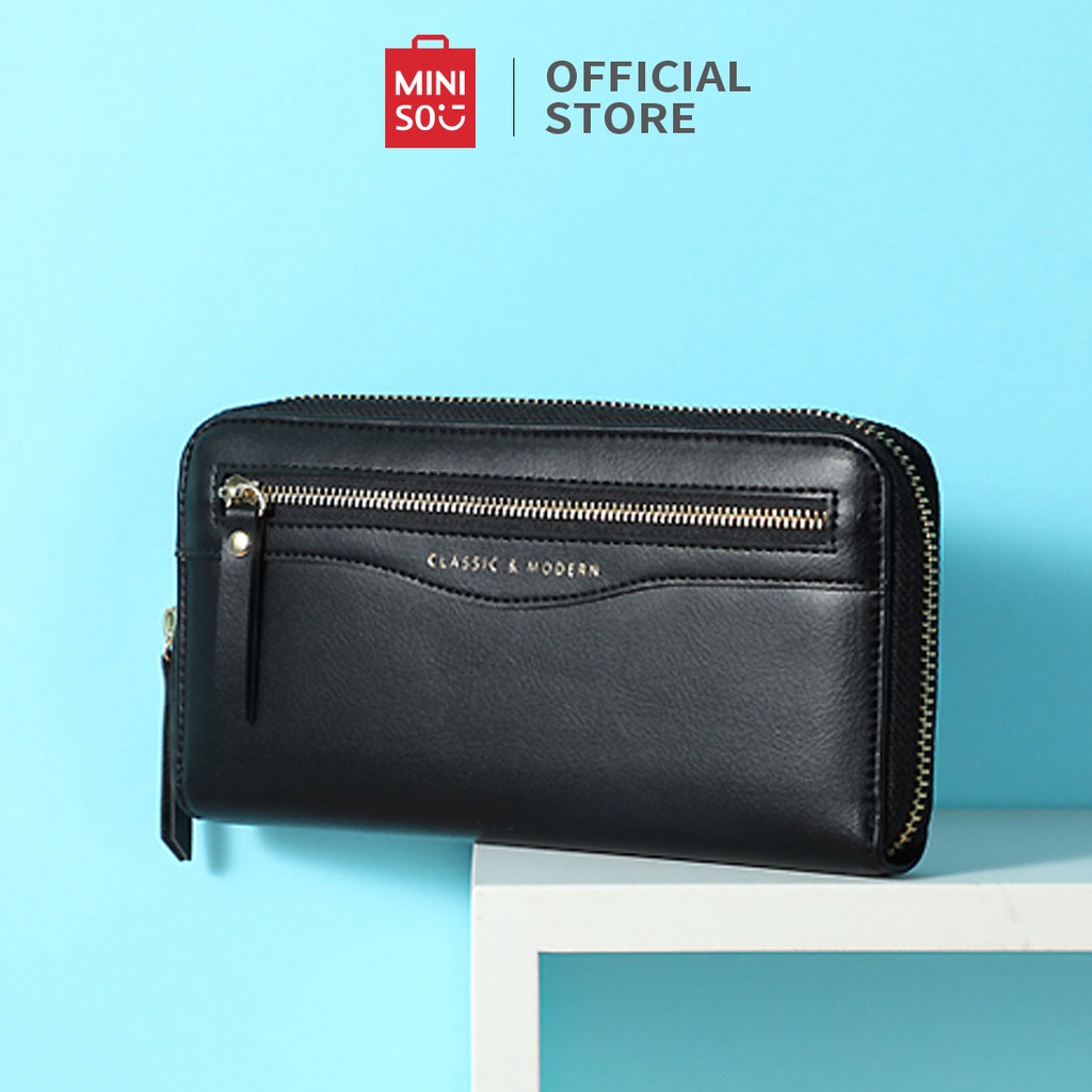 MINISO Full Founctional Womens Long Chain Wallet(Black) Shopee India