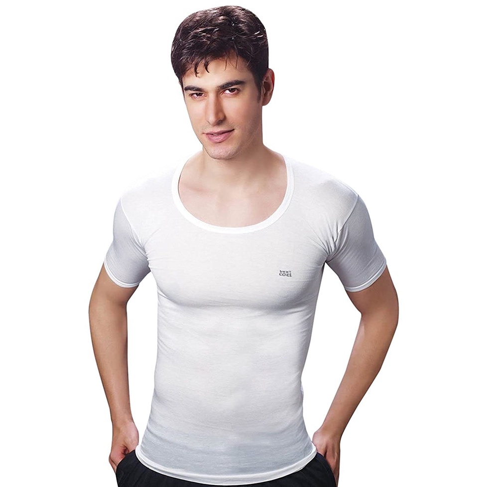 LUX Cozi Original Vest / Baniyan with Half Sleeves RNS Plain White for ...