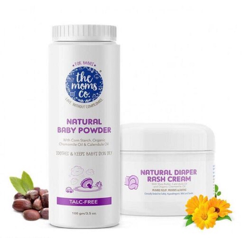 THE MOMS CO. Diaper Rash cream (25gm) and Baby Powder (100gm) Natural