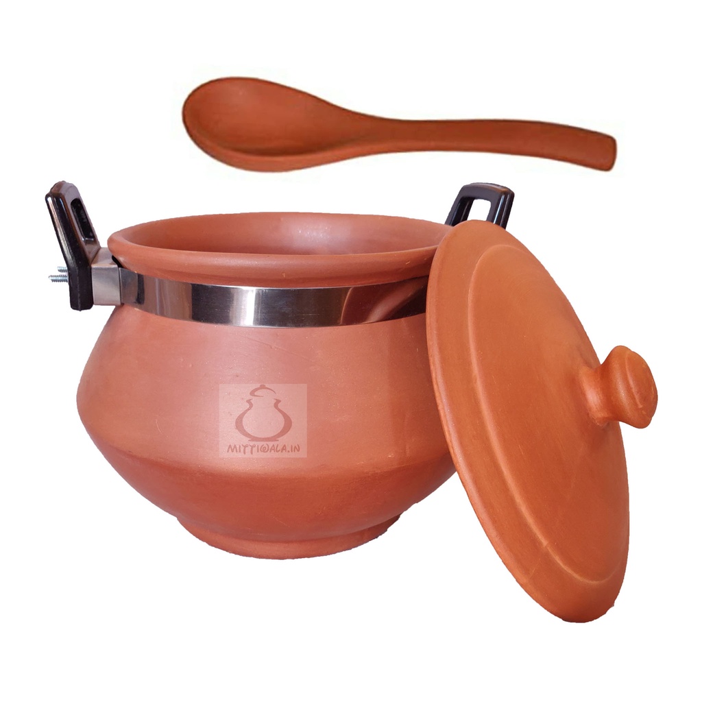 Mittiwala(5 Litre) Free Spoon Clay Biryani Handi Pot with lid and